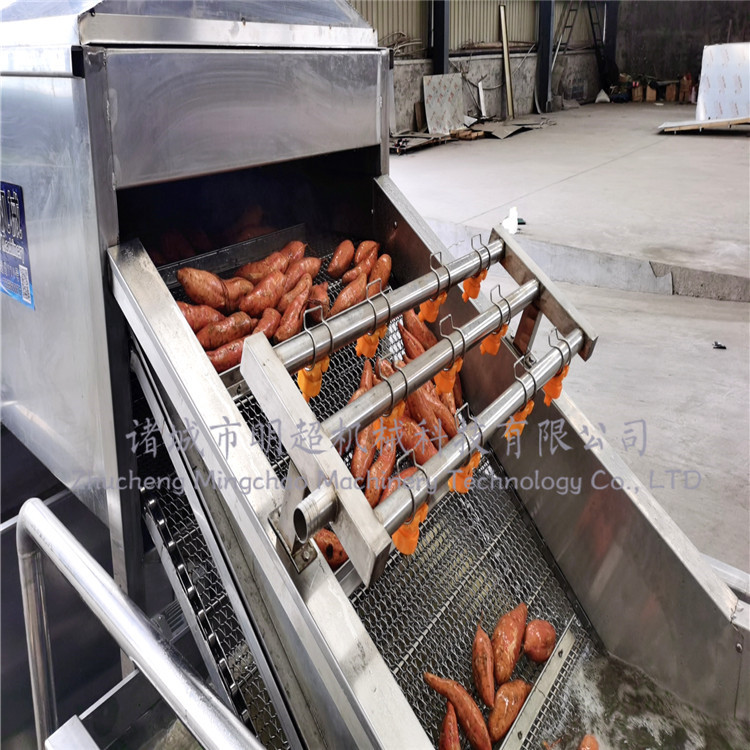 红薯气泡喷淋清洗风干线原理以及适用产品